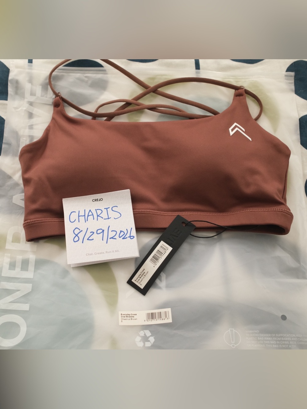 ONER Active Chestnut Brown Crossover Bralette NWT S